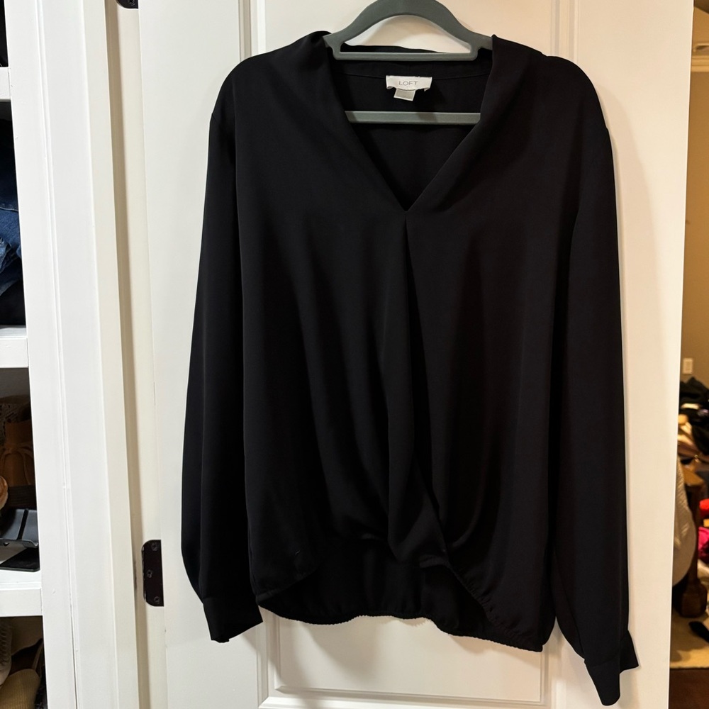 LOFT Black V-Neck Blouse